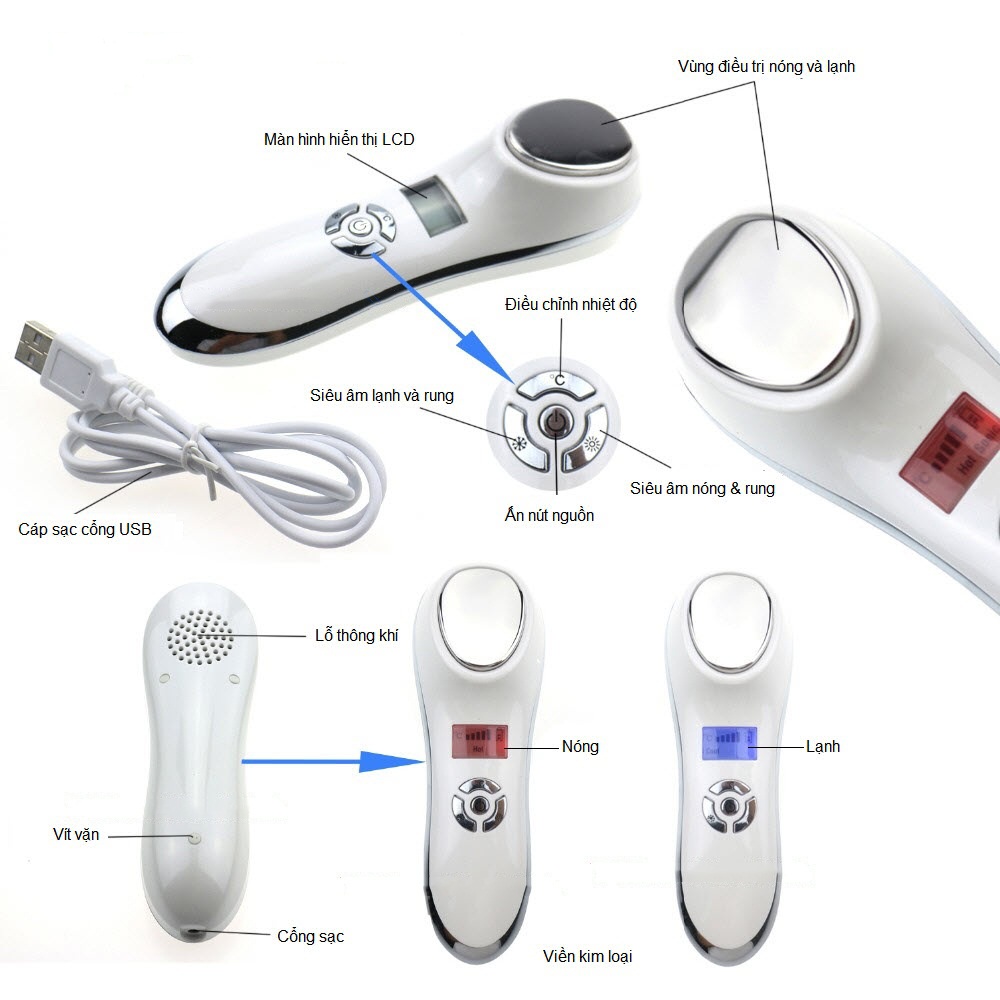 Máy đi dưỡng chất nóng lạnh mini trị thâm mắt đẹp da sau mụn